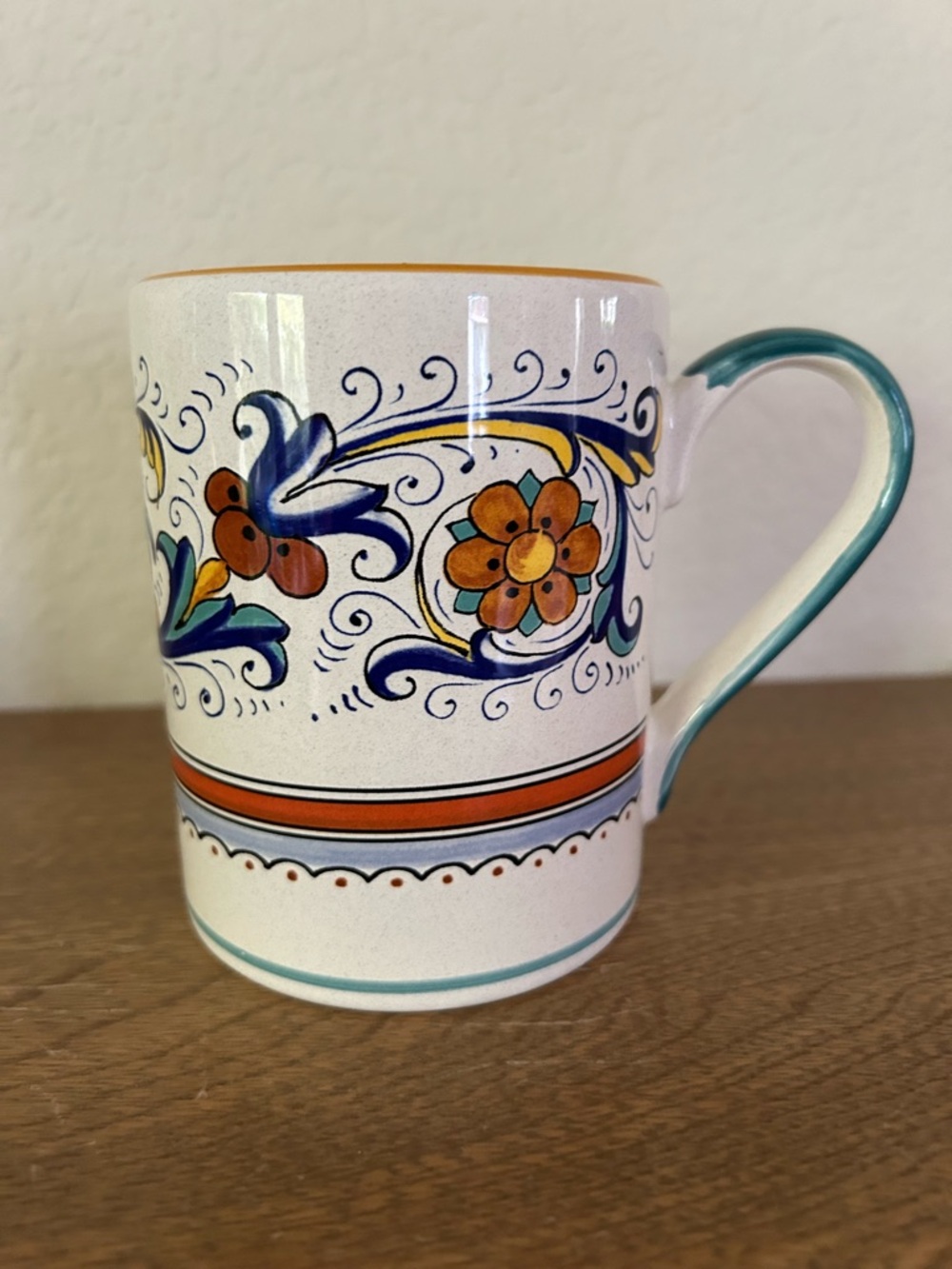 Ceramica Nova Deruta mug Floral Mug in White, Blue, Orange made in Italy
